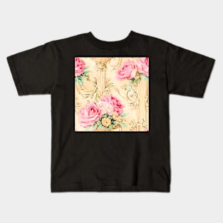 Roses and scrolls watercolor pattern Kids T-Shirt